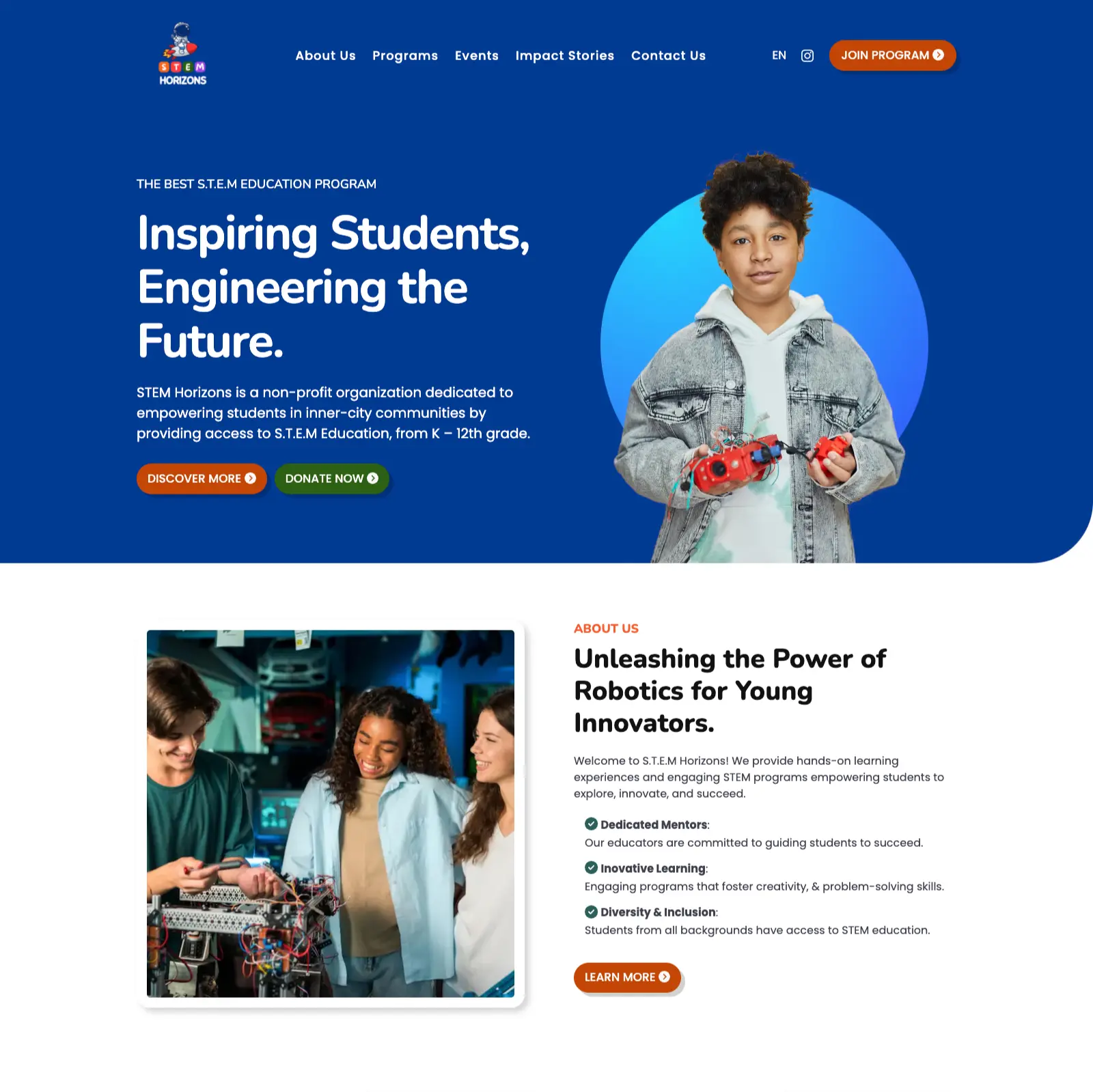 thumbnail for STEM horizons initiative website