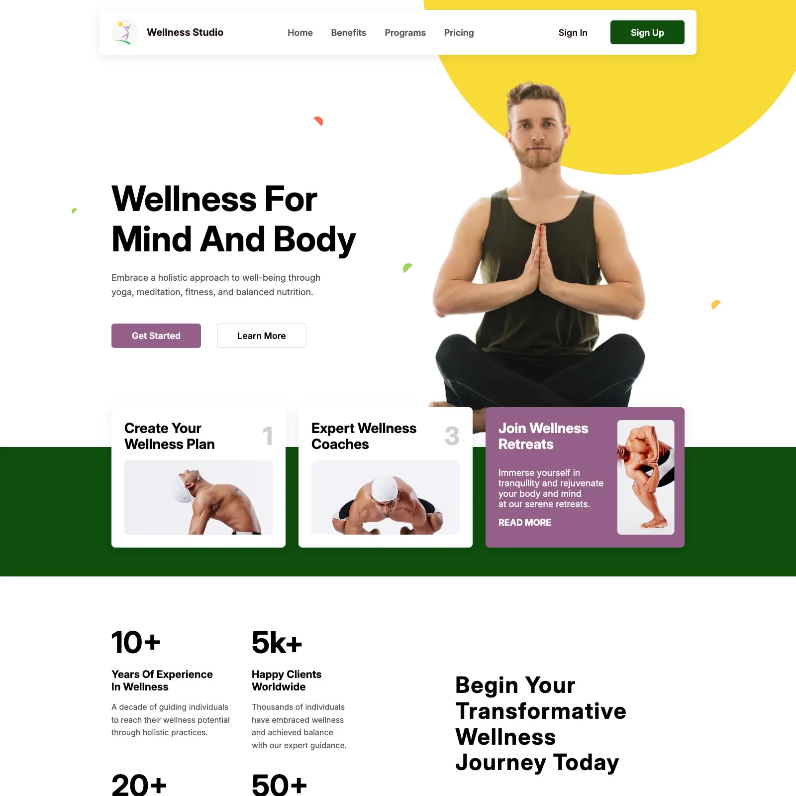 thumbnail for wellness studio landing page 